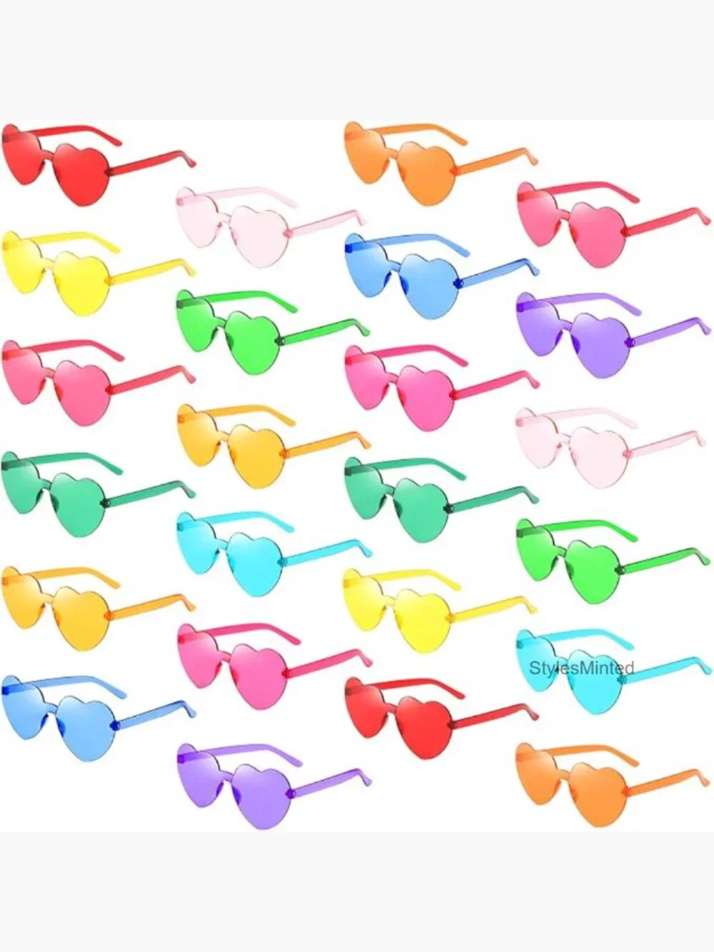 24-Pack Heart/Star Shaped Kids Rimless Party Sunglasses